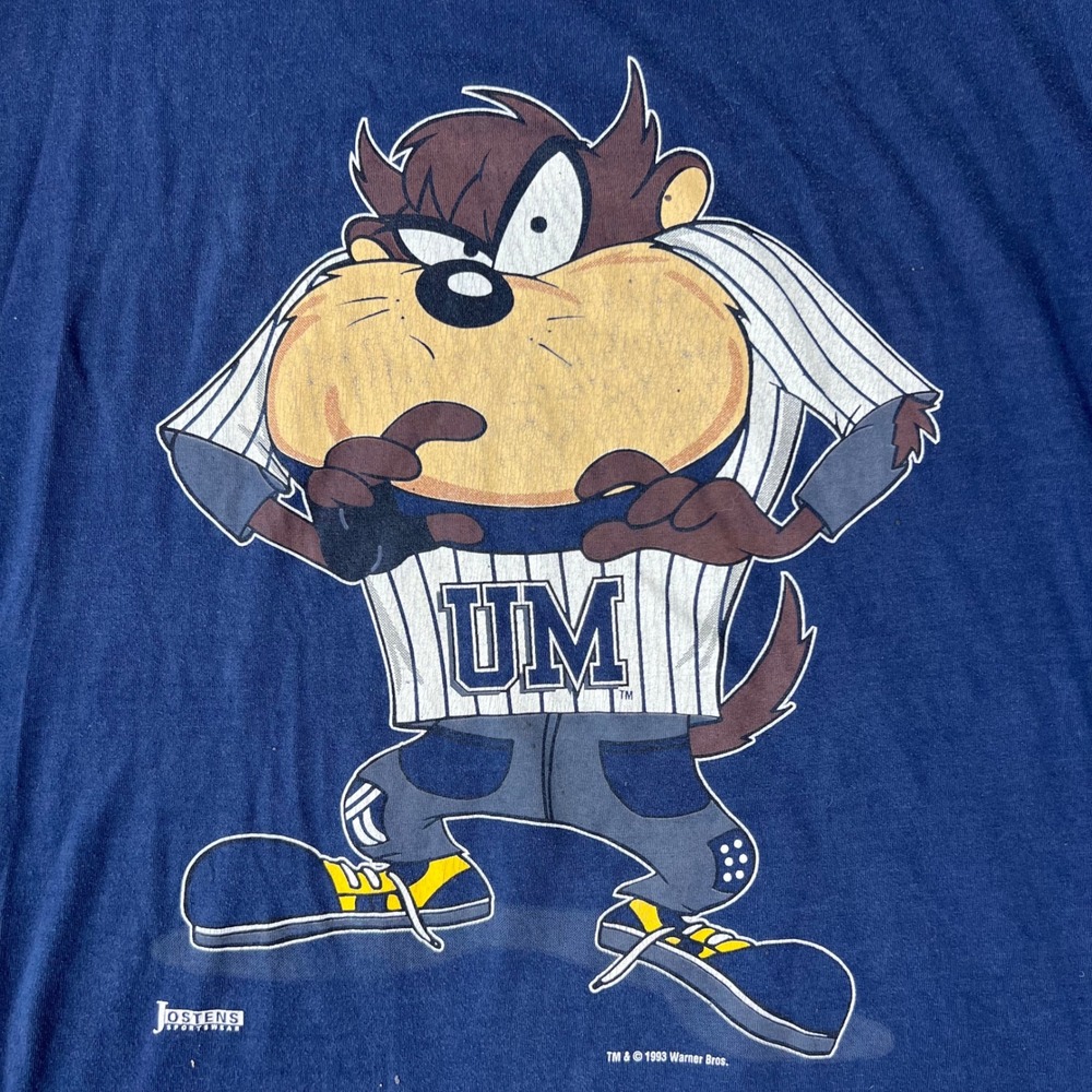 Vintage 1993 University of Michigan Taz Looney Tunes Shirt OS Single Stitch USA